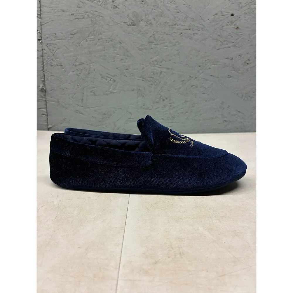 Janie and Jack Velvet Crest Smoking Loafers Baby Boys 4 Navy Blue Preppy